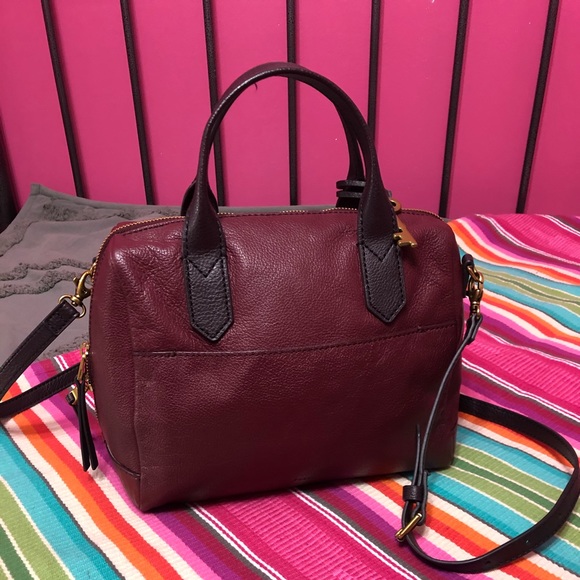 Fossil Handbags - Fossil satchel bag in maroon/wine color